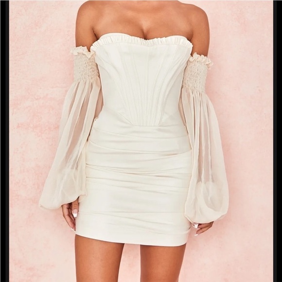 House of CB Beau Draped Ivory Corset Dress - Picture 1 of 4